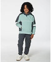 Deux par Big Boys Hooded Fleece Sweatshirt With Contrast Rib Sage Green