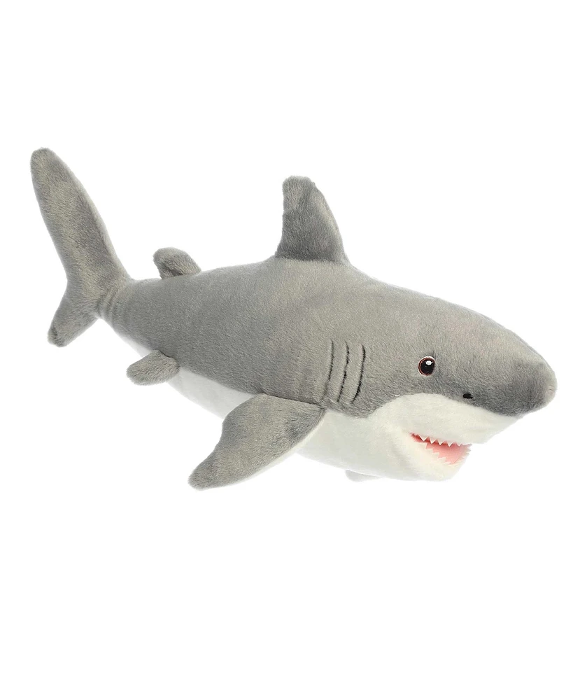 Aurora Large Great White Shark Destination Nation Adventurous Plush Toy Gray 17"