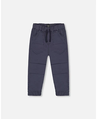 Deux par Baby Boy Stretch Twill Pleated Knee Jogger Pants Dark Grey - Infant