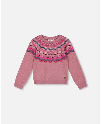 Deux par Toddler Girls Fairisle Sweater Lavender - Toddler|Child