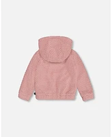 Deux par Baby Girls Hooded Plush Vest Dusty Pink