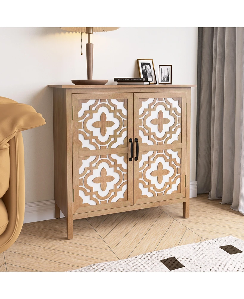 Simplie Fun Artisan-Crafted Modern Side Cabinet Natural Aesthetics, Ample Storage