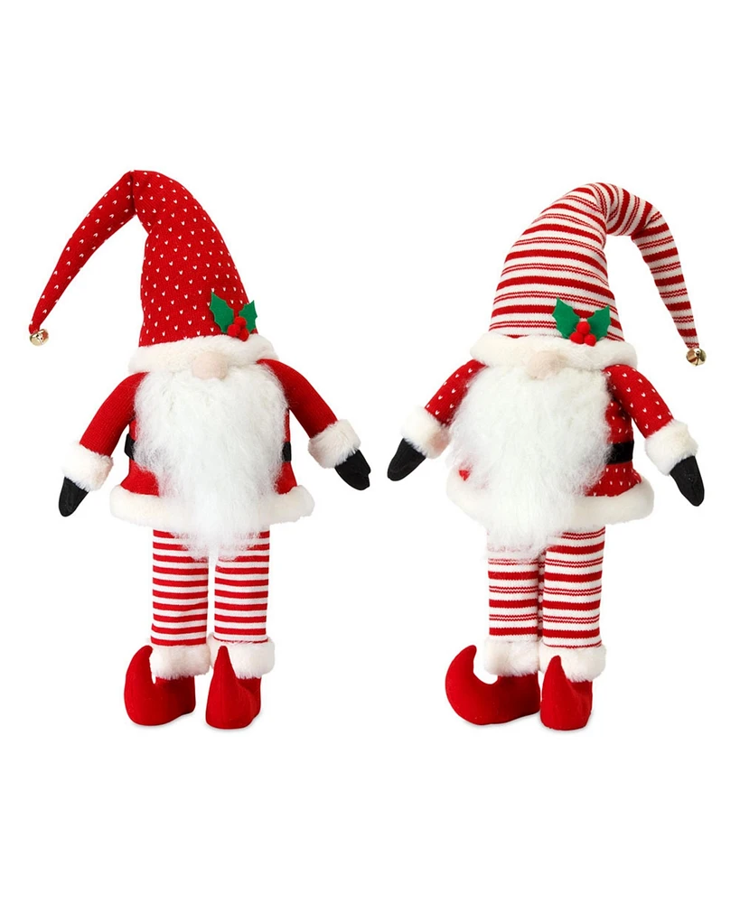 Slickblue Plush Standing Holiday Santa Elf Gnome Decor (Set of 2)