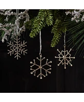 Slickblue Jewel Metal Snowflake With Ribbon Hanger (Set of 12)