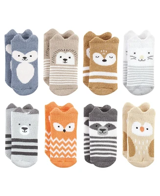 Hudson Baby Baby Boys Cotton Rich Newborn and Terry Socks Woodland 8-Pack