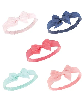 Hudson Baby Baby Girls Cotton and Synthetic Headbands, Multicolor Bow, 0-24 Months