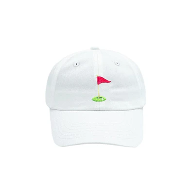 Bits & Bows Boys Boys Golf Flag Baseball Hat in White