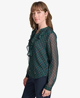 Tommy Hilfiger Women's Plaid Ruffle-Trim Blouse