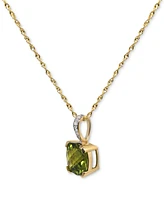 Peridot (2 ct. t.w.) & Diamond Accent Pendant Necklace in 14k Gold, 16" + 2" extender