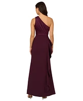 Adrianna Papell One-Shoulder Satin-Trim Draped Gown