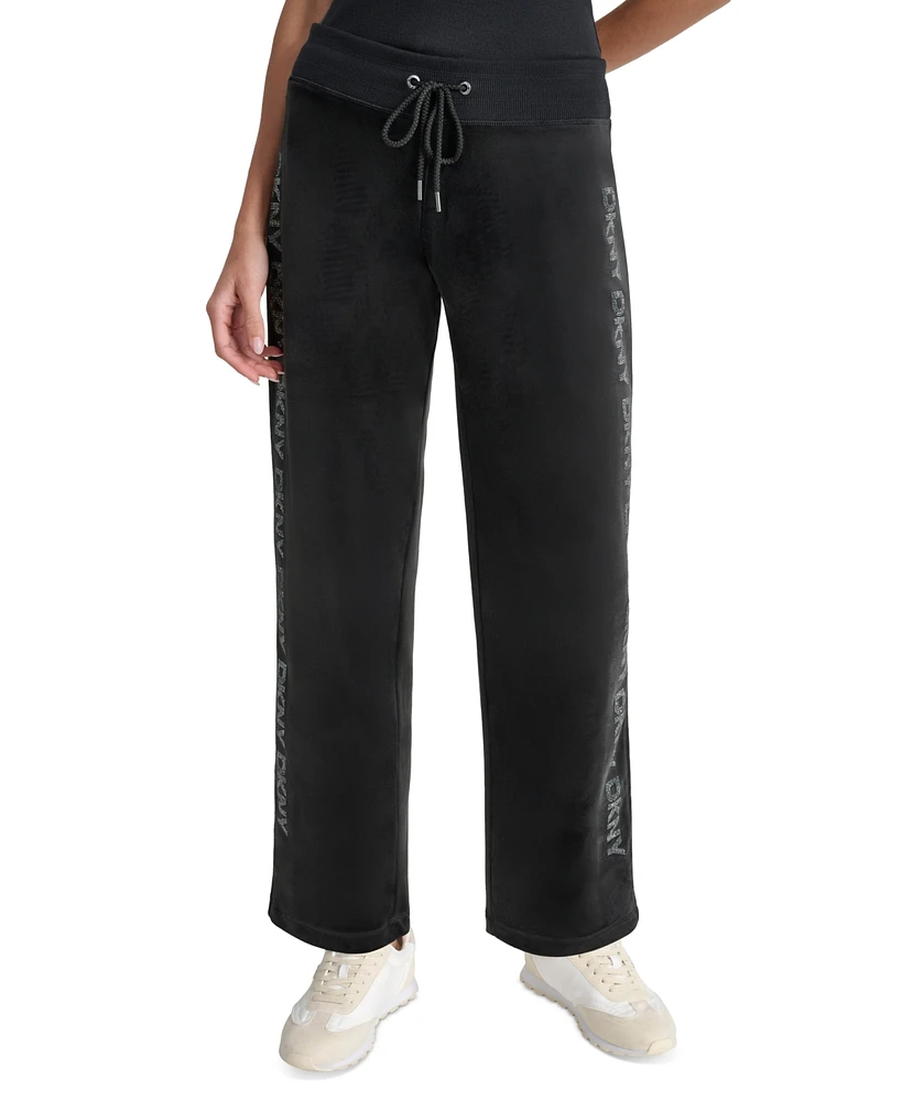 Dkny Jeans Petite Rhinestone Logo Pull-On Jogging Pants