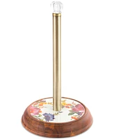 Mackenzie-Childs White Flower Market Wood Paper Towel Holder