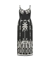 City Chic Plus Jez Border Print Maxi Dress