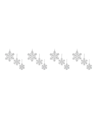 Slickblue Sparkling Glittered Wire Snowflake Ornaments - Set of 12