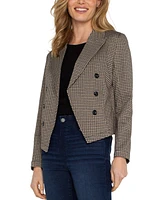 Liverpool Women's Plaid Knit Open-Front Blazer