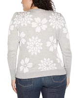 Belldini Plus Floral Crew Neck Sweater