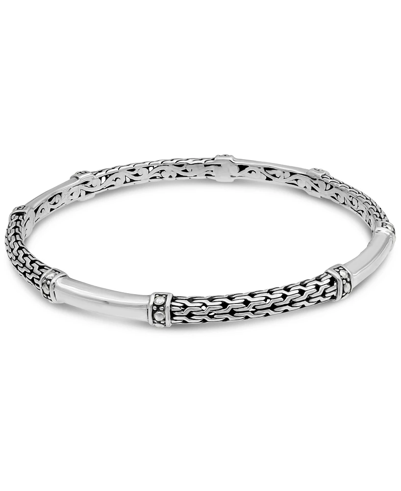 Devata Bali Dragon Bone Bangle Bracelet in Sterling Silver