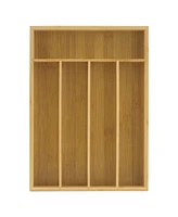 JoyJolt Bamboo 5 Slot Drawer Organizer for Kitchen Utensils