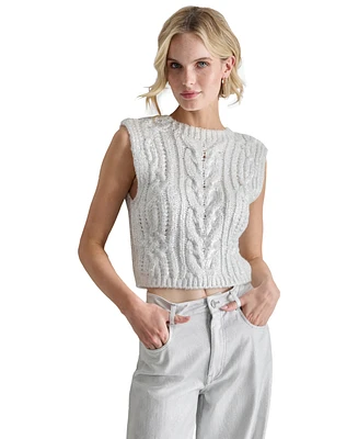 Dkny Jeans Women's Foiled Knit Cropped Sweater Vest