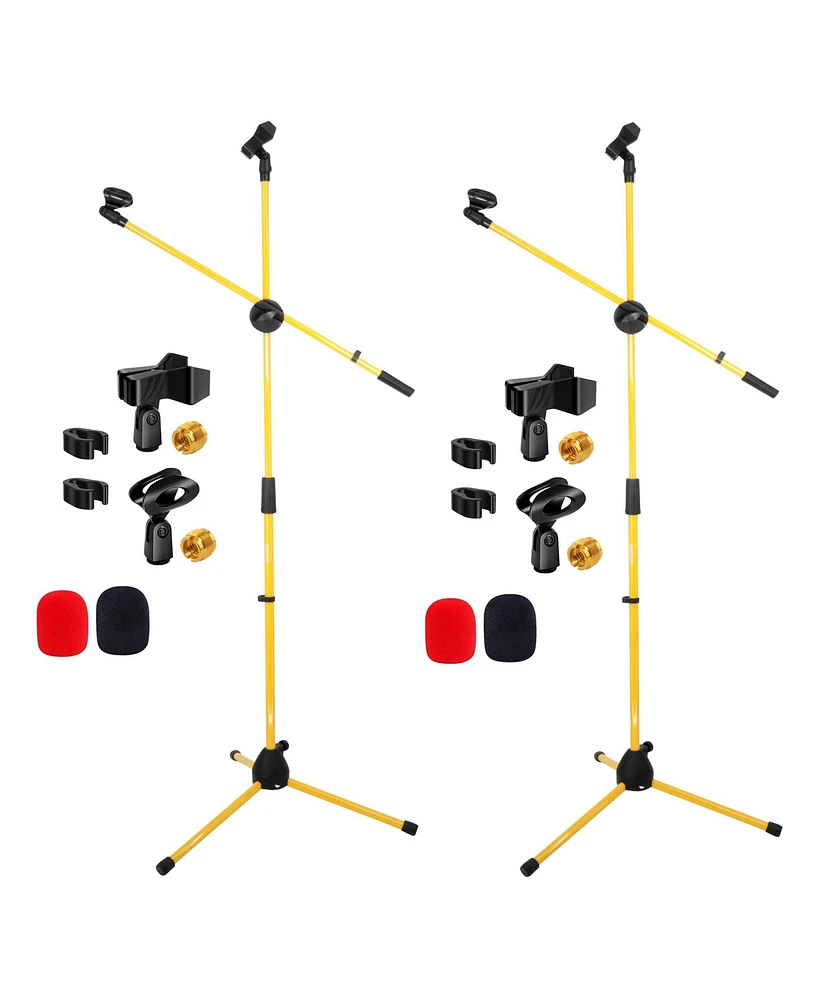 5 Core Tripod Mic Stand Heavy Duty Adjustable Floor Microphone Boom Arm Pedestal Para Microfono Ms Dbl G Ylw 2pcs