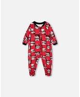 Deux par Baby Boys Organic Cotton One Piece Pajama Red Printed Santa