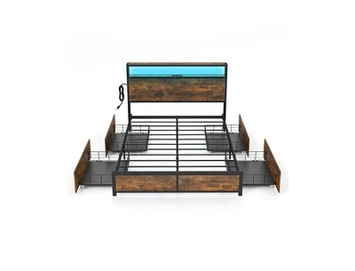 Slickblue Bed Frame with Smart Led Lights and Storage Drawers-Full Size