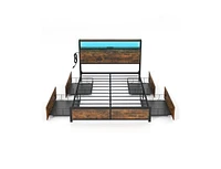 Slickblue Bed Frame with Smart Led Lights and Storage Drawers-Full Size