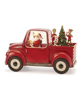 Slickblue Led Snow Globe Truck With Santa And Elves 8.75"h