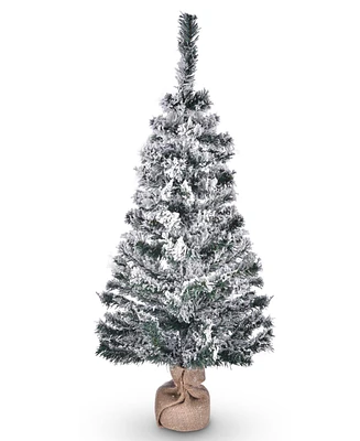 Yescom White Christmas Tree Artificial,3Ft Flocked Tabletop Xmas Tree,90 Branch Tips Party Decor