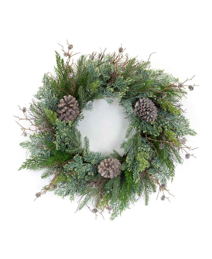 Slickblue Juniper And Pine Cone Twig Wreath