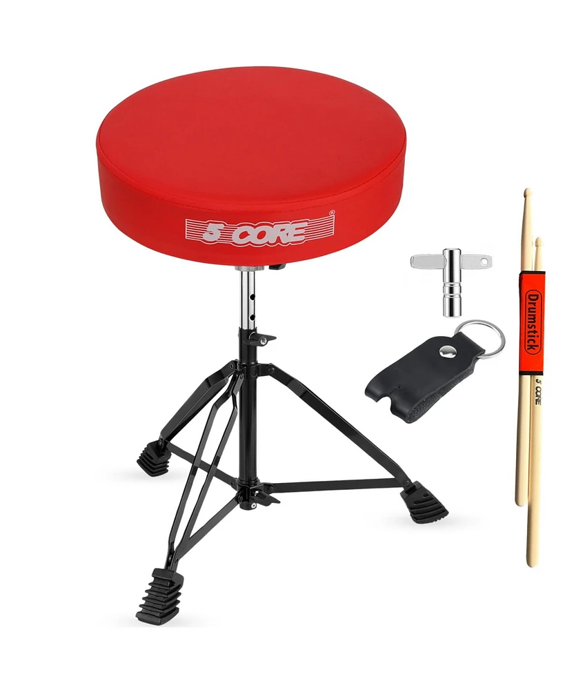 5 Core Drum Throne Padded Guitar Stool Height Adjustable Music Chair Ds Blkch Red