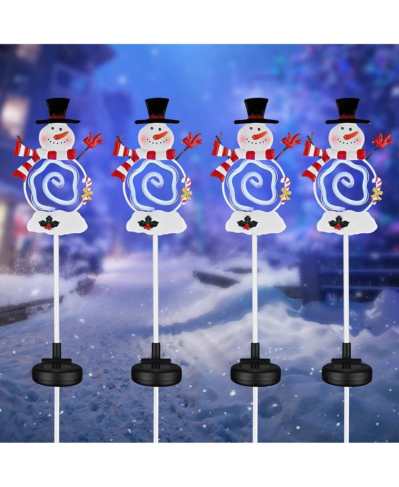 Yescom Solar Snowman Stake Lights Christmas Solar Pathway Light for Garden Yard 4Pcs