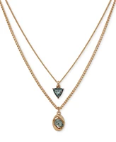 Karl Lagerfeld Paris Gold-Tone Mixed Stone Layered Pendant Necklace, 16" + 3" extender