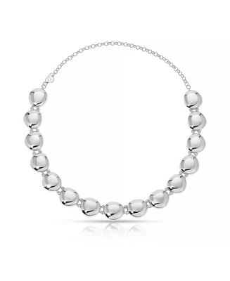 Ettika Polished Rhodium Pebble Choker Necklace