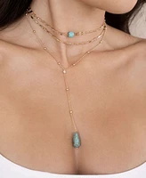 Ettika Turquoise 18k Gold Plated Multi-Chain Choker