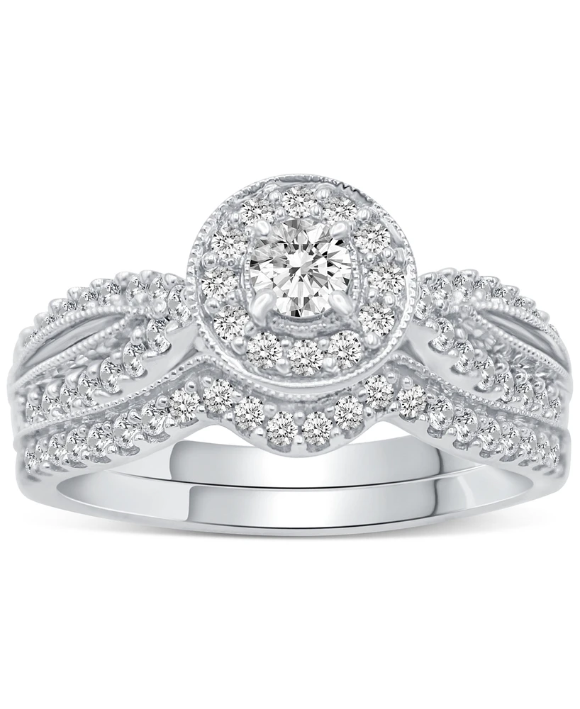 Diamond Halo Bridal Set (1/2 ct. t.w.) in 10k White Gold