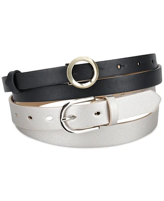 Calvin Klein Women's 2-Pc. Faux-Leather Belt Set