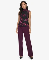 Calvin Klein Petite Floral-Print Ruched Blouse