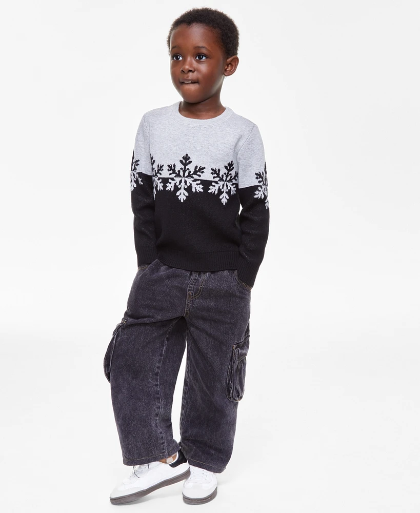 Holiday Lane Toddler Boys Snowflake Crewneck Sweater, Created for Macy's