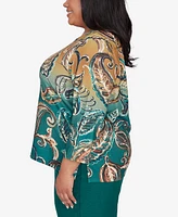 Alfred Dunner Plus Emerald Isle Paisley Ombre Top