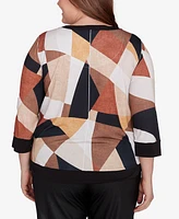 Alfred Dunner Plus Rue Rivoli V-Neck Patchwork Top