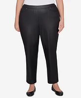 Alfred Dunner Plus Rue Rivoli Women's Faux Leather Flat Elastic Waist Medium Length Pant