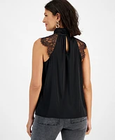 I.n.c. International Concepts Women's Sleeveless Lace Detail Blouse, Created for Macy's