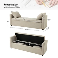 Hulala Home Rosana Transitional 59.4" Wide Storage Bench