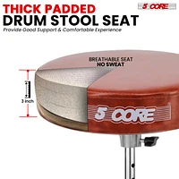 5 Core Drum Throne Padded Guitar Stool Height Adjustable Music Chair Seat Universal for Adults & Kids with Anti Slip Rubber Feet