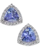 Effy Tanzanite (3/4 ct. t.w.) and Diamond (1/8 ct. t.w.) Stud Earrings in 14k White Gold