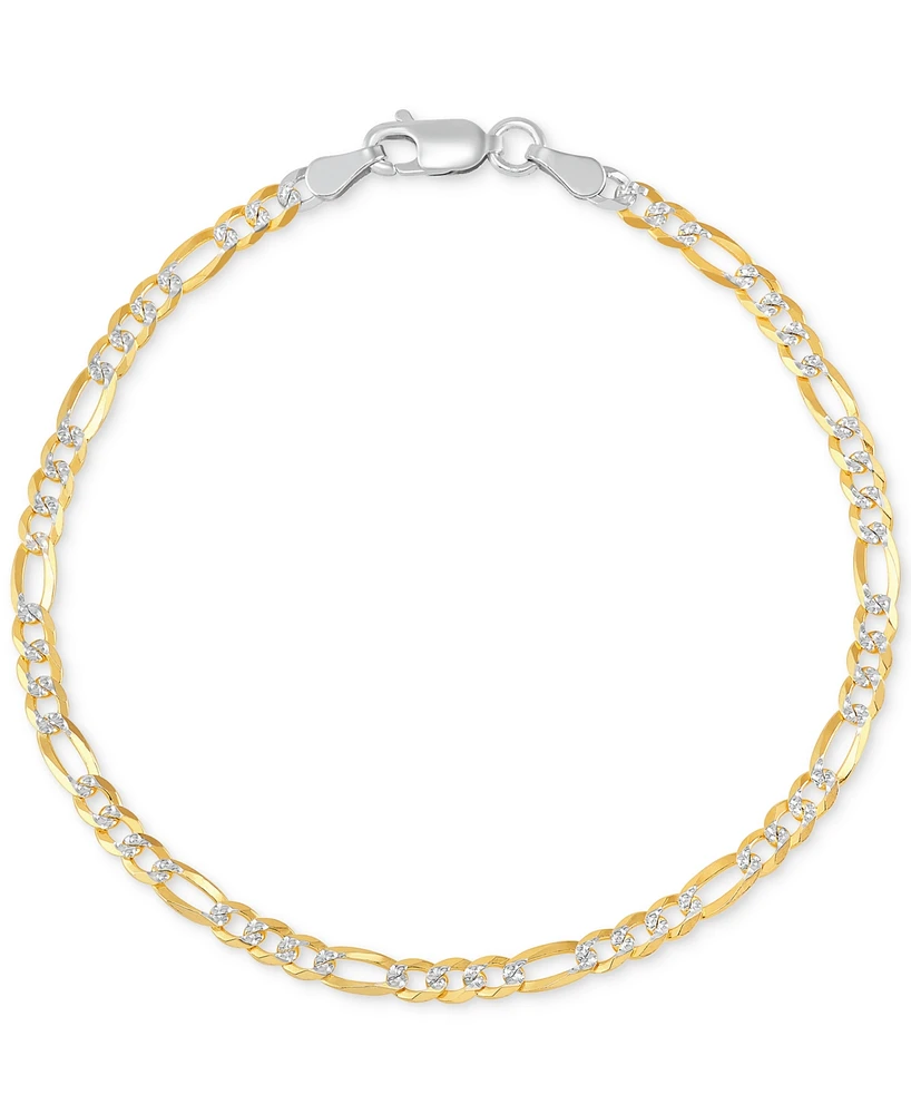 Figaro Link Two-Tone Chain Bracelet in Sterling Silver & 18k Gold-Plate