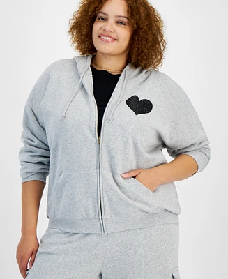 Grayson Threads, The Label Trendy Plus Size Heart Zip-Up Hoodie