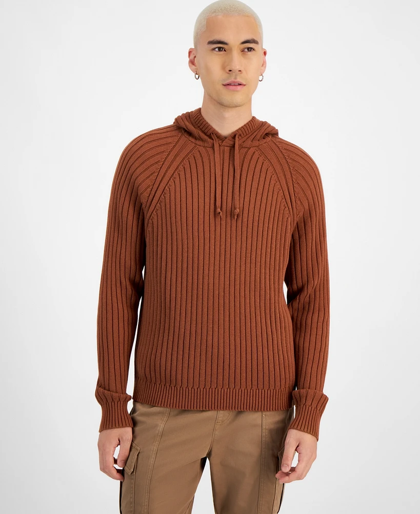 Sun + Stone Men's Ribbed Hooded Sweater, Created for Macy's