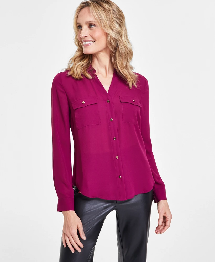 I.n.c. International Concepts Women's Collared Button-Down Blouse, Xs-3X, Created for Macy's